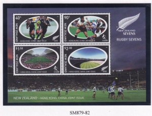 NEW ZEALAND RUBY SEVENS-JOINT ISSUE HONG KONG SET AND S/SHEET PO FRESH