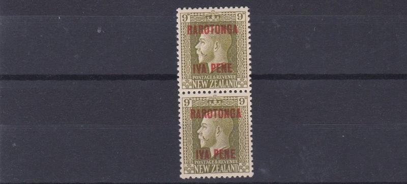 COOK ISLANDS  1919  S G 54B      9D VERTICAL PAIR  MH & MNH 