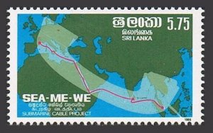 Sri Lanka 805, MNH. Michel 760. Submarine Cable System, 1986. Map.