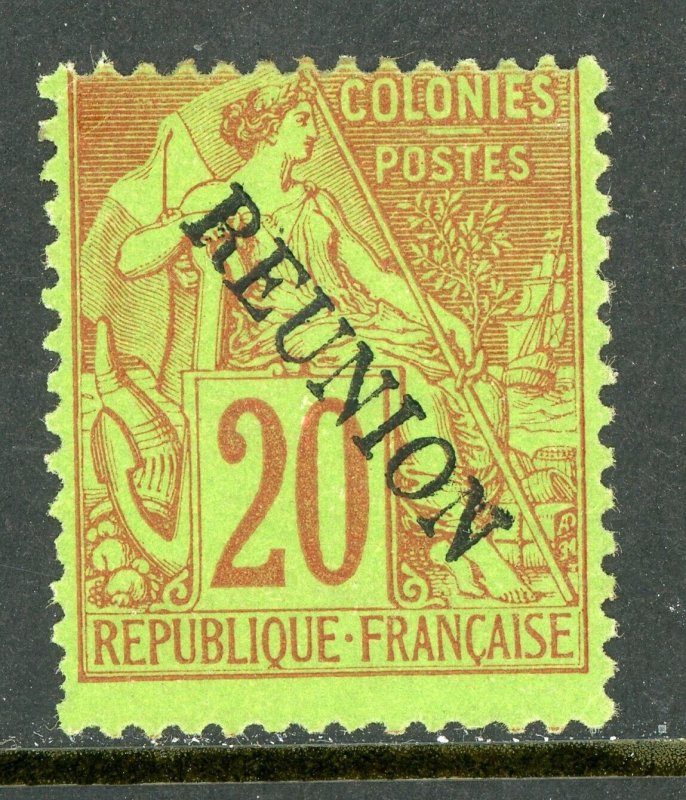 Reunion 1891 French Colonial Overprint 20¢ Red/Green Mint T500