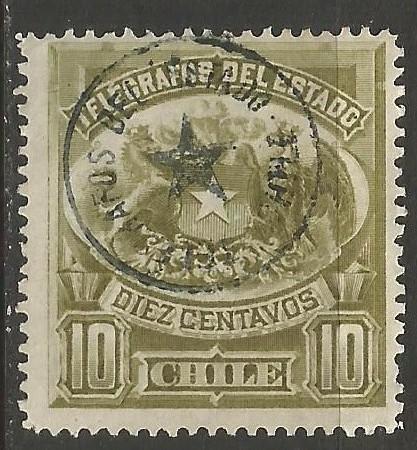 CHILE 1883 TELEGRAPHS YV 2 VFY ARMS A1037