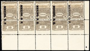 Mexico Stamps Revenue Strip Of 5 With Tabs