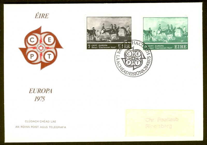 IRELAND 1975 EUROPA Set on Cachet FDC Sc 369-370 w Original Insert