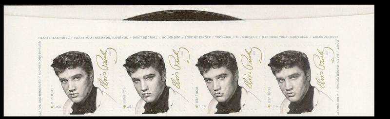 US 5009 Music Icons Elvis Presley forever header strip 4 MNH 2015