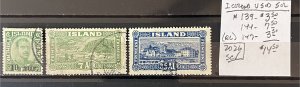 Iceland #'s 139, 144 & 147 Used- SCV=$14.50