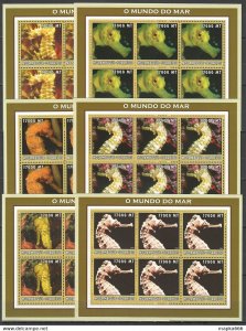 2002 Mozambique New Fauna Marine Life Sea Horses !!! 6Set ** Kv143