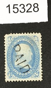 MOMEN: US STAMPS # 63 PALE BLUE PAID USED  LOT #15328