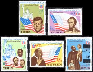 Yemen (Kingdom) Mi #585-589 set/5 mnh--1968 World Racial Peace - JFK Lincoln MLK