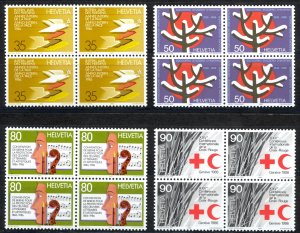 Switzerland Sc# 799-802 MNH Blocks/4 1986 Definitives