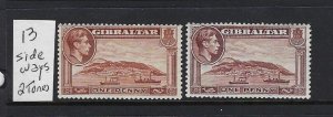 GIBRALTAR SCOTT #108 (SG 122B/C) GEORGE VI 1P PERF 13- WMK SIDEWAYS - MINT LH/NH