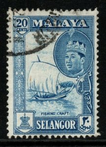 MALAYA SELANGOR SG135 1962 20c BLUE FINE USED
