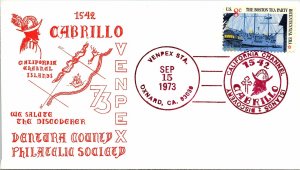 CALIFORNIA CHANNEL ISLANDS CABRILLO 1542 EVENT CACHET COVER VENPEX 1973 {type 4}