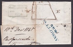 GB SCOTLAND 1845 folded entire NEW GALLOWAY namestamp in blue..............A1989