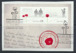 Australia SC# 3605a SG MS3681 Remembrance Day Used with fdc details