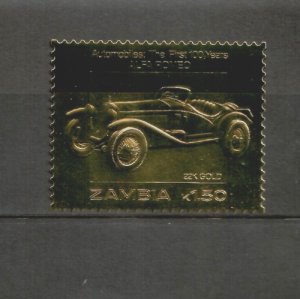 Zambia 1986 - 100 Years of Automobiles Cars - Alfa Romeo - Gold Stamp - MNH