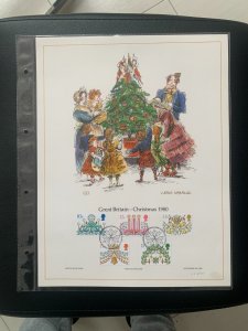 GB 1980 Christmas 1980 FDC panel, big size with plastic holder