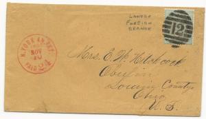 Great Britain Scott #42 on Cover Aux Ship Marking Packet Boat New York 1862