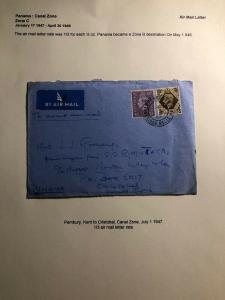 1947 Pembury England Airmail Cover To Cristobal Canal Zone Panama W Letter