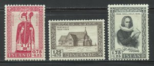 Iceland Scott B14-B16 Unused HOG - 1956 Bishopric of Skalholt 900th - SCV $1.50