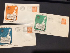 Israel 1953 Bank Hadoar set of three  postal cover Ref 60055