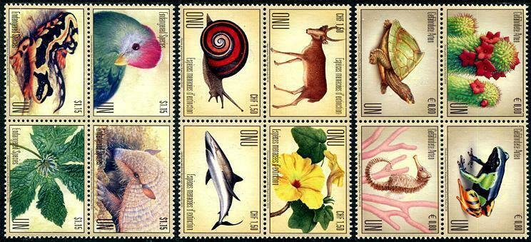 HERRICKSTAMP NEW ISSUES UNITED NATIONS Endangered Species 2018 Blocks of 4