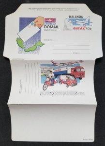 *FREE SHIP Malaysia Postal Vehicle 1992 Airplane Motorcycle Car (aerogramme) MNH