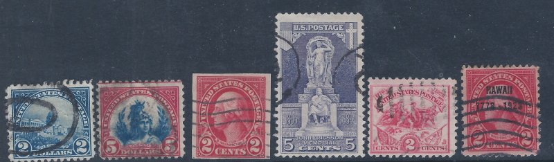 US #572,573,577,628,629,647 USED SCV $34.20 STARTS AT A LOW PRICE!