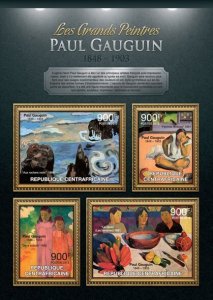 C A R - 2013 - Paul Gauguin - Perf 4v Sheet - Mint Never Hinged