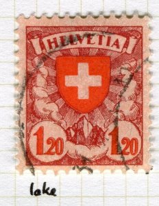 SWITZERLAND; 1924 early Confederation Shield issue used Shade of 1.20Fr. value