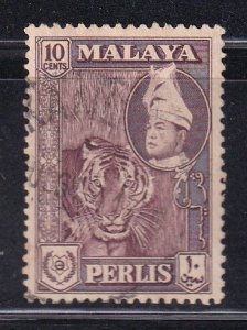 Malaya Perlis 1957 Sc 34a 10c deep maroon Used