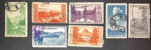 US #740-2,744-5,748-9 National Parks 1934 used VF 1c,2c,5c,6c,9c and 10c