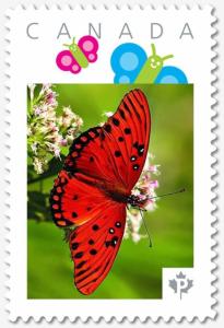 Red BUTTERFLY =  Personalized Picture Postage stamp Canada 2018 [p18-07s15]