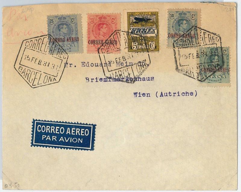 58408 -  SPAIN - POSTAL HISTORY: DISPLACED OVERPRINT  on AIRMAIL COVER 1931