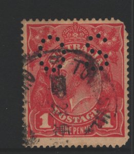 Australia Sc#21 Used - Perfin Small OS