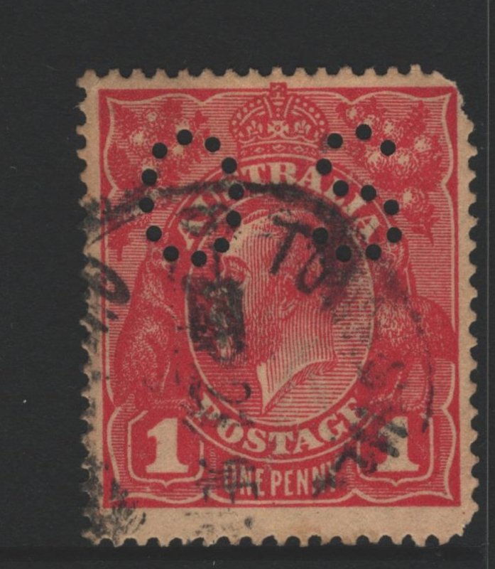 Australia Sc#21 Used - Perfin Small OS