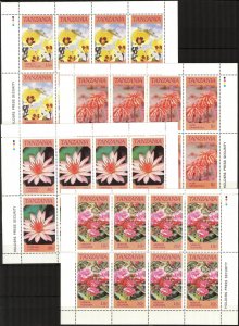 Tanzania 1986 Flowers 4 sheets MNH