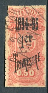 URUGUAY; 1890s early classic Optd. Revenue issue fine used value