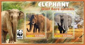 Stamps. Fauna Animals WWF Elephant  1+1 sheets perforated 2021 year Congo