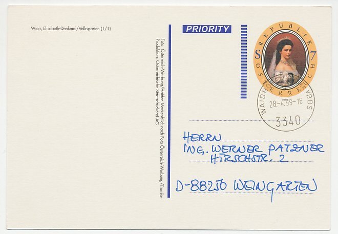 Postal stationery Austria 1999 Sisi - Queen Elisabeth