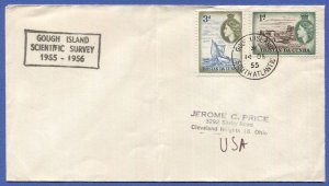 TRISTAN DA CUNHA 1955 Gough Island Scientific Survey cover to USA