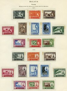 MALAYA PENANG LOT OF STAMPS MINT HINGED/NH MOUNTED ON PAGES SCOTT $440.00