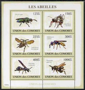 COMORO IS - 2009 - Bees - Perf 6v Sheet - MNH - Private Issue
