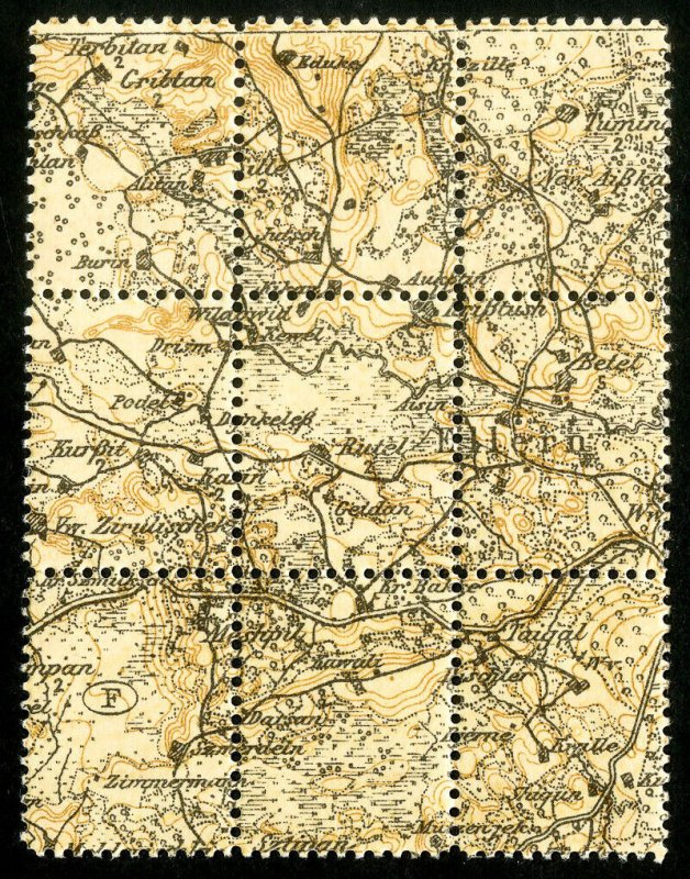 Latvia Stamps # 2 Block Of 9 Military Map Paper