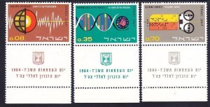 Israel 256-58 MNH w/tabs 1964 Terrestrial Spectroscopy, Electronic Computer Set