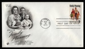 #1455 8c Family Planning, Art Craft-Addressed FDC **ANY 5=FREE SHIPPING**