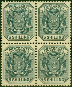 Transvaal 1896 5s Slate SG212 Fine MNH Block of 4 