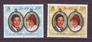 Jersey Sc 280-1 1981 Charles Diana stamp set mint NH