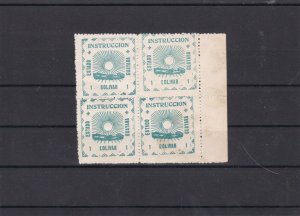 Venezuela 1903 Block of Perfin Error Provisional Fiscal Stamps ref 21910