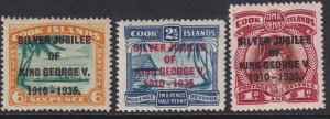 Cook Islands Sc# 98 / 100 KGV Silver Jubilee 1935 complete set MLMH CV $9.65