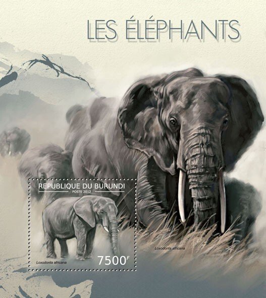 BURUNDI - 2012 - Elephants - Perf Souv Sheet - Mint Never Hinged